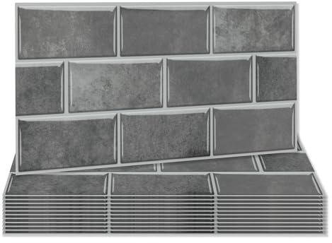 Hode Tile Stickers Marble Brick Peel and Stick Vinyl Backsplash for Kitchen