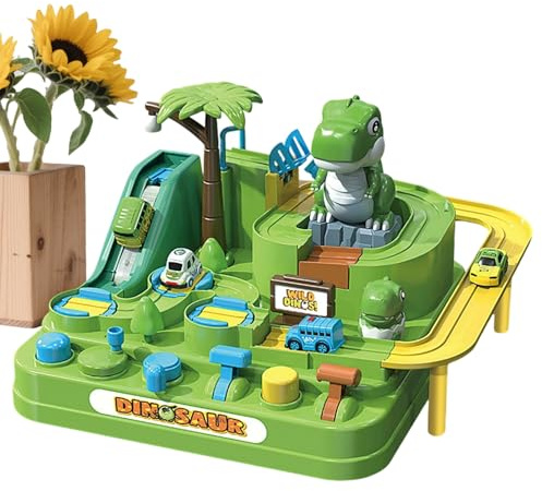 ETUCYNG Autorennbahn Für Kinder | Dinosaurier Rutschfahrzeug Spiel - Weihnachts Abenteuer Thema Eisenbahn Strecke Spielzeug - für Kinder Mädchen Geburtstag Zuhause Schule Boden Spielzimmer