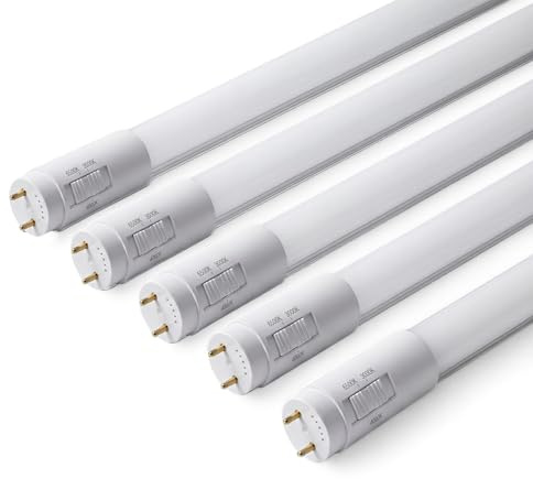 ENERJ T8 LED Tube Light 120cm (4ft) - 18W Pack of 5, CCT Switchable 3000K/4000K/6000K, Nano Plastic, 270° Beam, Flicker-Free, Fluorescent Replacement with LED Starter Included [5-Pack]