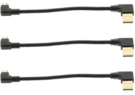 SOLUSTRE 3pcs Micro USB 90 Degree Cable Micro USB Charging Cable Right Angle Gold-plated Zinc Alloy Rubber Material Prevents Overheating Prevents Overcharging Professional Use Black