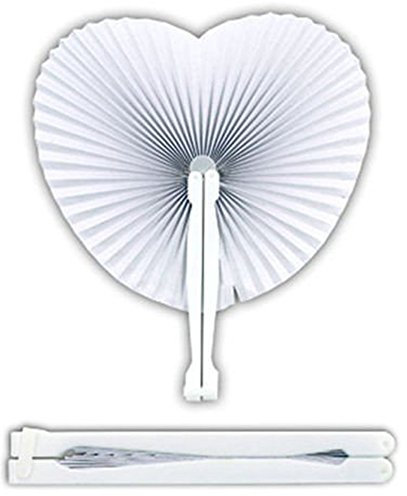 60pz Ventagli Bianchi Pieghevoli Plastica Carta A Forma Di Cuore Segnaposto Matrimonio Chiesa Bomboniera
