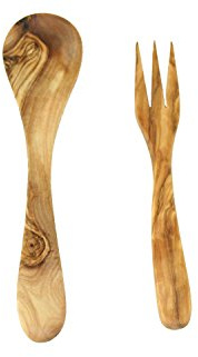 D.O.M.® Essbesteck 2tlg. aus Olivenholz. bestehend aus 1 Esslöffel + 1 Gabel