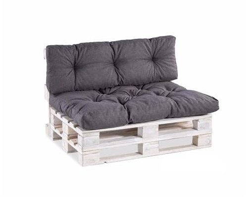 Gutekissen Palettenkissen, Gartensofakissen, Gesteppte Kissen gefüllt mit granuliertem Poulirette-Schaum, viele Farben und Größen PPI (Set (Sitzkissen 120x80 +Rückenlehne 120x40), Anthrazit)
