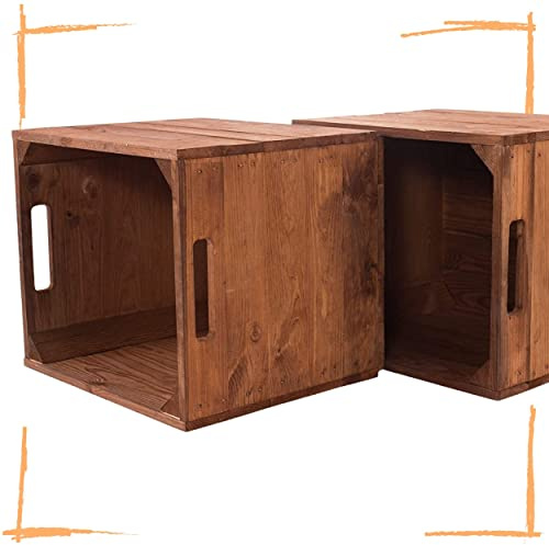 Moooble 6 Holzkisten Used für Kallax Regale 33cm x 37,5cm x 32,5cm Regalkiste rustikal als Küchenregal Weinkiste unbehandelt Wandregal Badregal Obstkisten alt