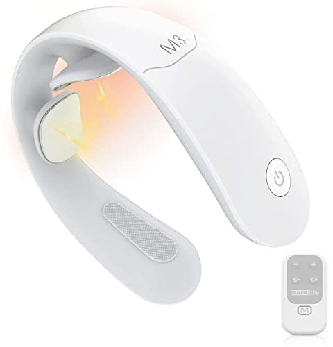 Masajeador de Cuello Inteligente, Multifunción, Masaje Cervical, 6 Modos, 18 Niveles, Fisioterapia Electromagnética Profunda, Alivia el dolor, Control de Aplicaciones, Moda y Salud (Blanco)