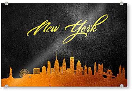 artboxONE Acrylglasbild 90x60 cm Städte/New York New York City Gold Skyline - Bild New York City Amerika City