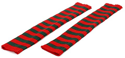 Durio Stulpen Warm Beinwärmer Damen Gestrickte Stulpen Winter Lang Legwarmer Mehrfarbig Rot u. Grün Gestreift