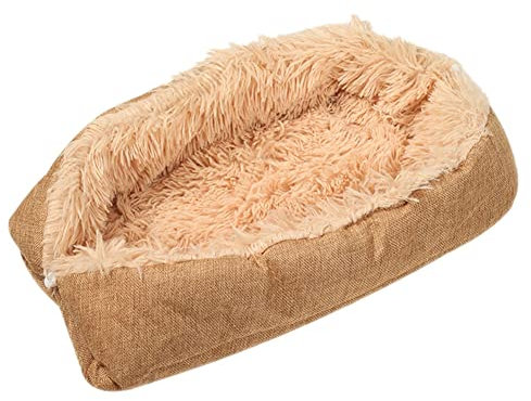 GUOCU Weiches Katzenbett Waschbar Plüsch Haustierbett für Katzen Und Kleine Hunde,2 In 1 Katzenbett Schlafsack Warmes Haus Katzendecke Waschbares Nest Bett für Katzen,Gelb,50×60cm