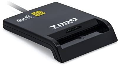 TOOQ TQR-211B - Lector Externo de DNI Electrónico y Tarjetas Inteligentes (DNIe), USB 2.0 con Conector USB-C, Compatible con Mac y Windows (España), Color Negro