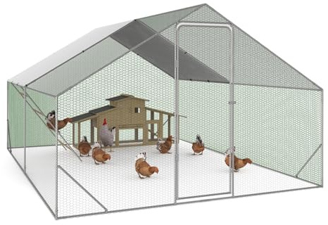 IDMarket – Recinto gallinero 12 m² 4x3 M con percha grande 4 niveles de madera, acero galvanizado