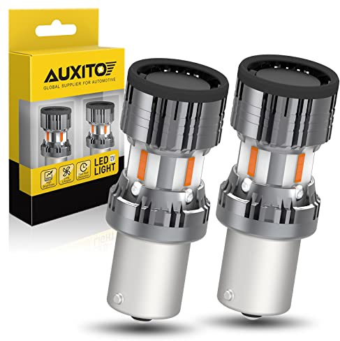 AUXITO 2025 Upgraded 7507 PY21W BAU15S LED Bulbs Amber Yellow, 4000LM Extremely Bright with Fan for Turn Signal Light Bulbs, 2641A 12496 7507AST No Hyper Flash LED Replacement Bulbs, Pack of 2