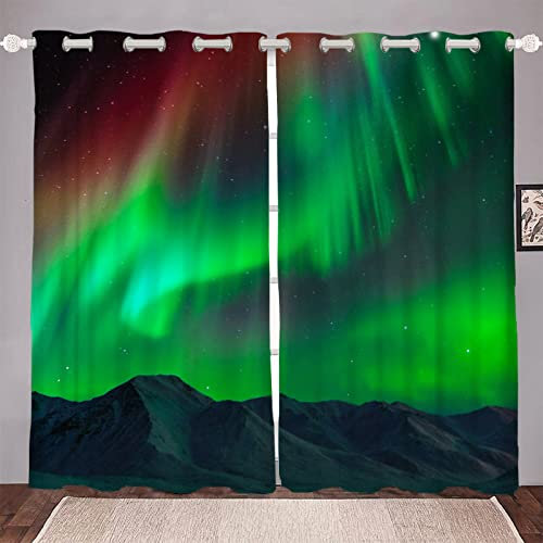 HRBK Verdunklungsvorhänge GrüNes Licht Gardinen mit Ösen Blickdichte Vorhänge für Schlafzimmer Wohnzimmer - Fenstergardinen 140 x 175 cm (BxH) 2er Set