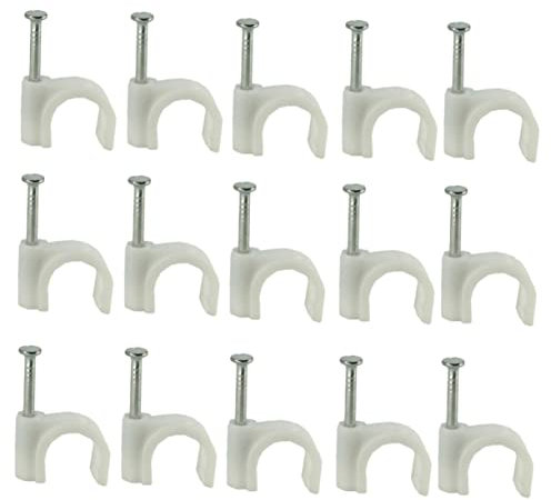 Hoement 300stücke Kabelklemmen Aus Kunststoff Weiß Runde Clips Für Kabelmanagement Pro Packung Geeignet Für Koaxialkabel