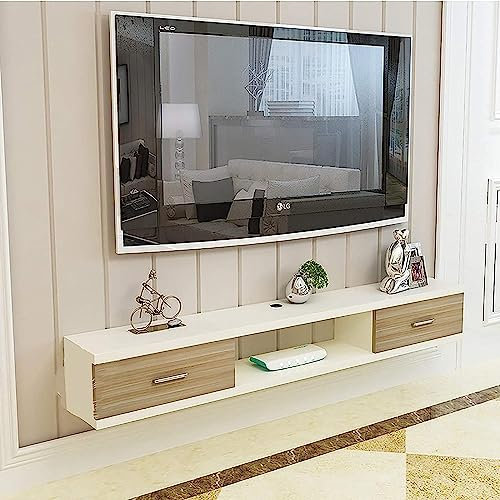 Meuble TV, Lowboard TV, Étagères Flottantes, Console Média TV Murale, 100/120/140/160Cm, Étagères Décodeur TV en Bois Flottant, Économise De l'espace Au Sol Et Facile À Nettoyer./120Cm B/B