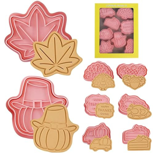 8 Stücke Ausstechformen Thanksgiving, Herbst Ausstecher Dekoration, DIY Plätzchenausstecher, Ausstechformen Set für Kinder Thanksgiving, Thanksgiving Ausstecher Kürbis Backen Kuchen