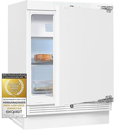 Exquisit Unterbau Kühlschrank UKS130-4-FE-010D | Nutzinhalt 121 l | Türanschlag wechselbar | LED Licht | Alarmsignal