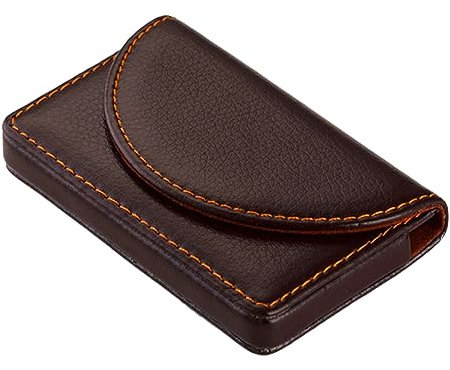 Visitenkartenetuis PU Leder - Magnetisch Kartenhalter Visitenkartenhüllen Gift für Büro Unterwegs und Business [Braun]