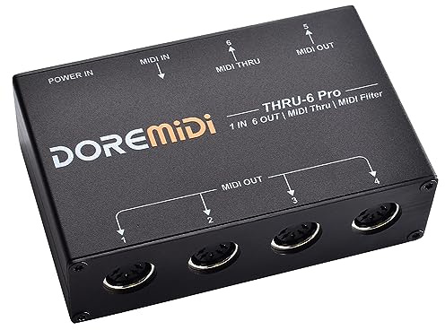 MIDI THRU-6 Pro Box: Splitter + Filter per Convertire 1 Input in 6 Output MIDI + Output USB
