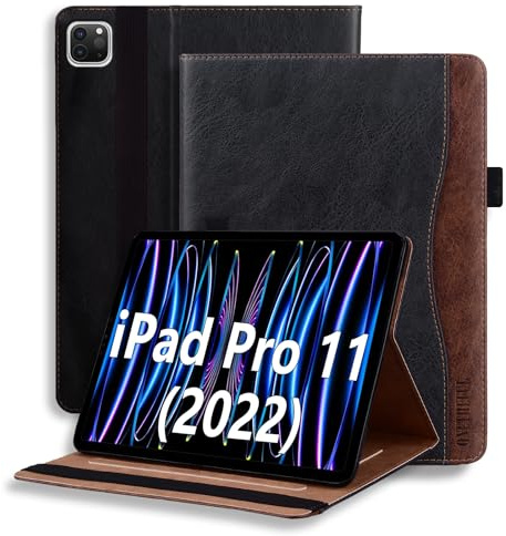 ONETHEFUL Coque pour iPad Pro 11 (2022/2021/2020/2018) Tablette Housse de Protection Étui Pencil Holder Support avec Auto Schlaf/Aufwach en Cuir PU pour iPad Pro 11(4e/3e/2e/1e Génération) Noir