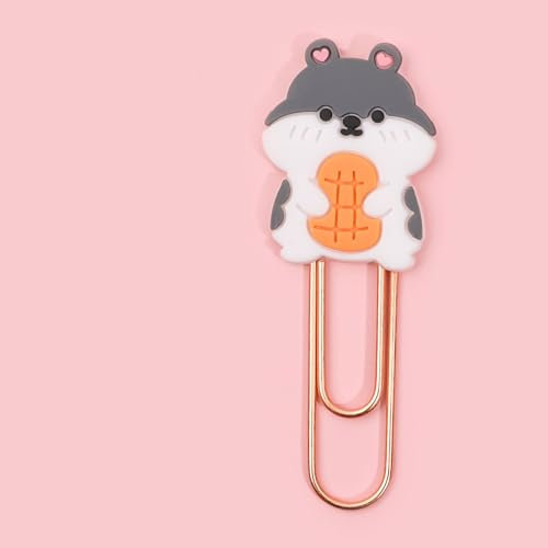 MISNODE Niedliche Büroklammern mit Cartoon-Muster, Lesezeichenklammern, Leichte Tragbare Büroklammern, Büroklammern, Büroklammern, Büroklammern für Büro, Schule, Zuhause,(Hamster)