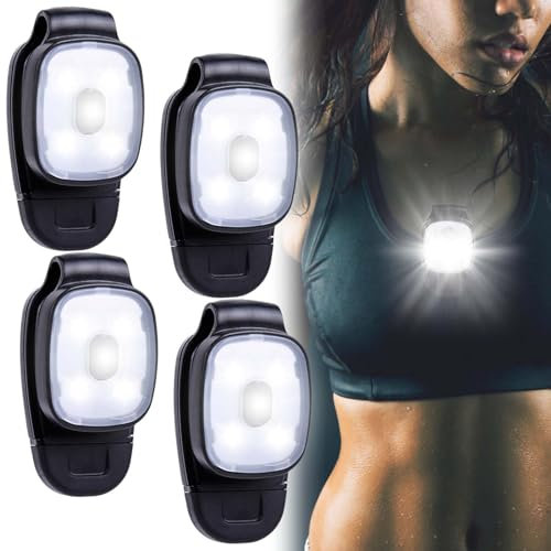 4 Stück LED Clip Lampe: 3 Modi Outdoor LED Clip Lampe Mini Stirnlampe Nachtlauflicht, USB Wiederaufladbar Clip Lauflicht, Ausrüstung Sicherheitslicht Laufzubehör für Joggen Camping Bergsteigen