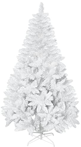 HOMCOM 180 cm Albero di Natale Artificiale con 550 Rami in PVC e Acciaio, Bianco