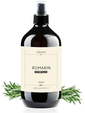 Origine Bio - Idrolato di rosmarino 250 ml - Acqua floreale di rosa di rosmarino - purificante - Spray bottiglia in vetro marca francese (rosmarino)
