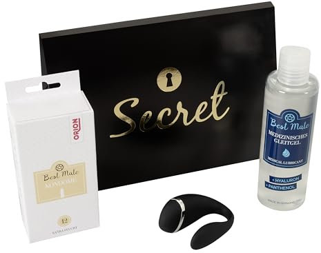ORION Pärchen-Zeit-Box - erotische Geschenk-Box für Frauen und Männer, mit We-Vibe-Paarvibrator, 12er-Pack Kondome, wasserbasiertes Gleitgel 200ml