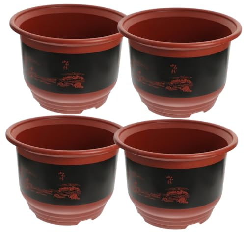 Gogogmee 4pièces Lot de Pots De Fleurs Plastique pour Orchidées Pot De Rempotage avec Évacuation pour Plantes Intérieur Et Extérieur Couleur Brique Hauteur