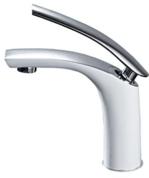 Badarmaturen Compatible with Waschbecken, 1 Loch hoch, weißer Einhebelmischer, Waschtischarmatur Compatible with Waschbecken, Badarmatur aus Messing, ein Loch, Weiß A,Spültischmischer