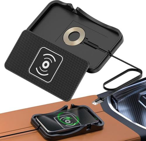 Cargador inalámbrico para coche,Cargador inalámbrico para coche, Almohadilla de carga rápida inalámbrica para automóvil, Cargador de teléfono inalámbrico, almohadilla antideslizante para cargador de t