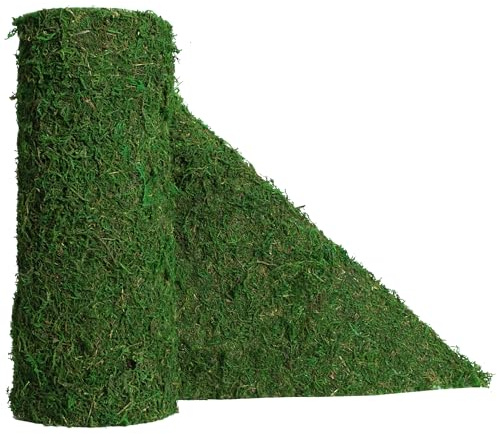 USMOLA Rollo de Musgo, Musgo seco para Manualidades, Camino de Mesa de Musgo para Jardines de Hadas, decoración de Bosque de Boda, tapete de Musgo preservado para decoración de Mesa (12 Pulgadas de