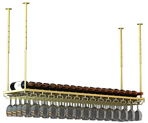 IBOWZ Deckenregal Decken Weinregal Decken-Weinregale, Höhenverstellbar, Weinhalter aus Metall, Kelche für Weingläser, Weinflaschenhalter, Weinglasregal aus Eisen, für Bars, Küchen, Restaurants