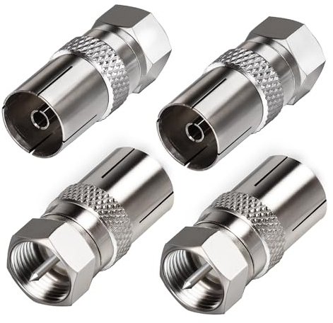 TUOLNK Koaxialadapter F-Stecker für TV-Buchse, 9,5 mm, 4 Stück