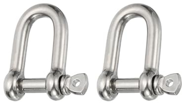 PATIKIL Screw Pin Shackle 6mm 1/4 220lb, 2Pcs 316 Stainless Steel Forged D Shackle Marine Grade for Chains Wire Rope Outdoor, Silver