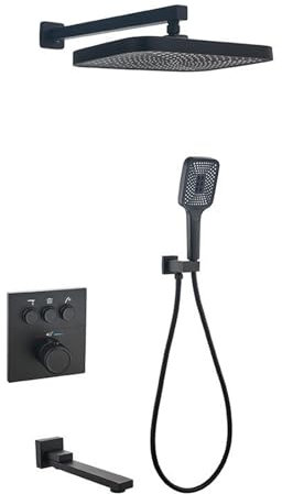 SWHC Colonne De Douche Thermostatique, Colonne Douche Encastrable avec Pomme De Douche, Douchette Et Mitigeur De Douche, Colone De Douche, Colonne De Douche pour Baignoire, Système De Douche