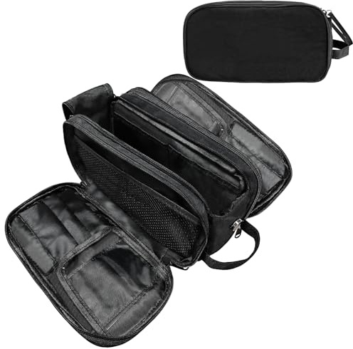 Kosmetiktasche, Make Up Tasche, Wasserdicht Schminktasche, Kulturtasche Damen, Kosmetiktasche Reise Mit Nagelzubehör-Aufbewahrungsfächern, 3 Lagen Große Kapazität Kosmetiktasche Mädchen, Schwarz