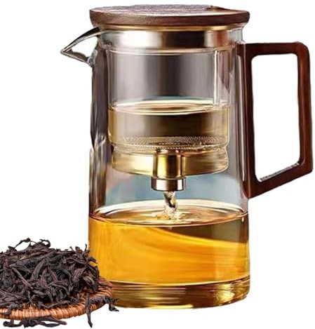 Teekanne mit Teesieb, Glasteekanne mit Griff - Wassertrennung Teekessel Glas Teekanne | Ergonomische Magic-Teekanne für die Spülmaschine, transparenter One-Touch-Teezubereiter für Blumentee und grünen