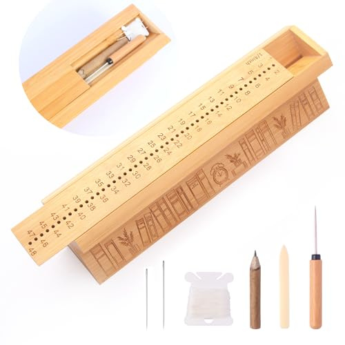 OopsifyMe Bamboo Book Binding Set with Awl Bookbinding Cradle Signature Punch Tools Bookbinding Materials Bookbinding Accessories for Crafts Crafts with Storage
