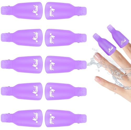 LOPHE Nail Polish Remover Clips for Soak Off Gel and UV Acrylic Manicure - Purple