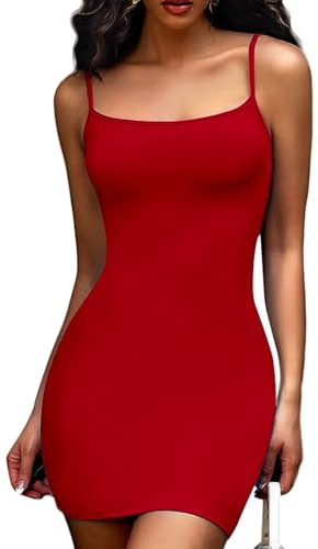 Joyshaper Women Sleeveless Bodycon Dresses Sexy Mini Dress Spaghetti Slips