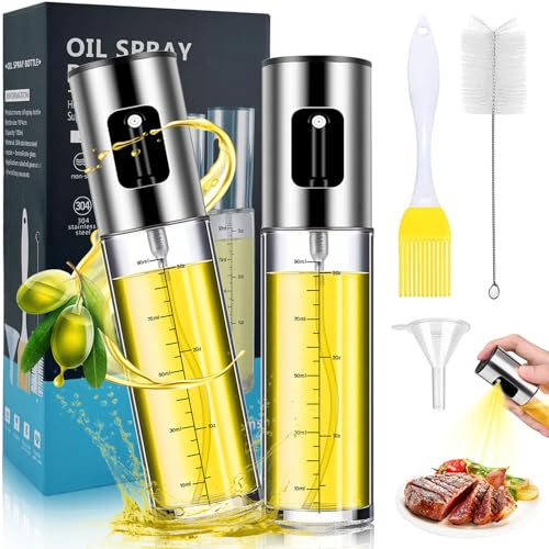 Lot de 2 Pulvérisateur D'huile pour 100 ml,Spray Huile Cuisine pour Huile Alimentaire,Verre en Acier Inoxydable,Gadgets de Cuisine pour Friteuse à air Chaud,Salade et