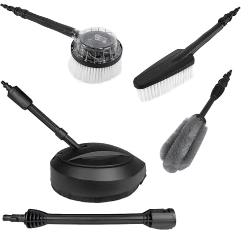 HYUNDAI Zubehör SET ST03 | bestehend aus Flächenreiniger, Waschbürste, Felgenbürste, Rotationsbürste | passend für Hochdruckreiniger HPW1800CE, HPW2000CE, HPW2400CRE