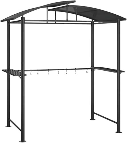 Refined Gazebo Barbecue With Side Shelves - Antracite 210x114x230 Acciaio for BBQ and Griglia