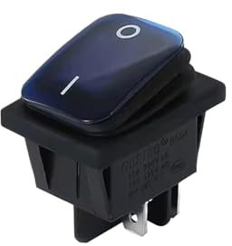 Interrupteur KCD4 robuste 16 A 250 V CA 30 x 22 mm, interrupteur à bascule étanche T85 IP65 4 broches DPDT, interrupteur marche/arrêt 12 V 220 V LED(Blue,20PCS_220V)