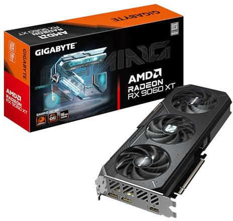 Gigabyte Radeon RX 9060 XT Gaming OC 16G Carte Graphique - 16GB GDDR6, 128bit, PCI-E 5.0, 3320 MHz Fréquence du cœur, 2 x DisplayPort, 1 x HDMI, GV-R9060XTGAMING OC-16GD