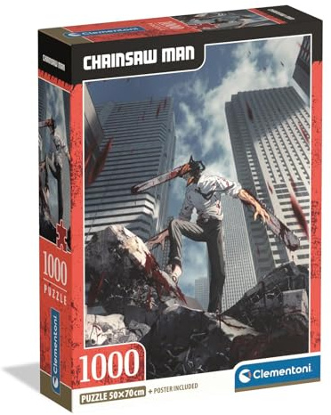 Clementoni Jigsaw Puzzle 1000 pieces, Chainsaw Man, Anime Puzzle for Adults 14-99 Years, Compact box, Made in Italy, 37508