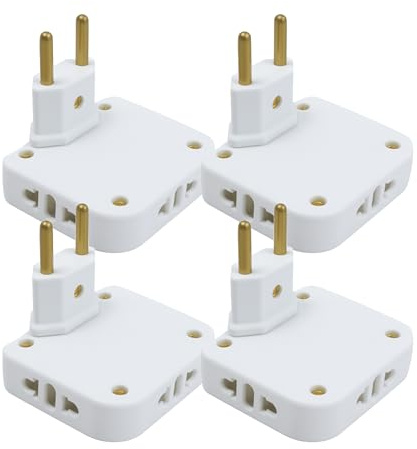 Derriere 4-fach Steckdosenleiste mit 4 Steckdosen mit 180° drehbarem Kopf, extra flache Steckdosenleiste Wandsteckdose mit EU und USA Adapter, Mehrfachsteckdose 16A/250V