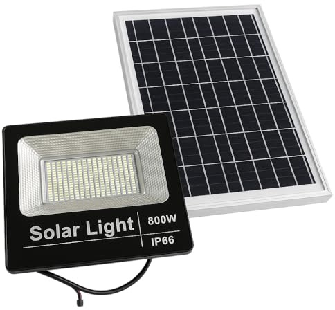 Faro 800 Watt a LED con Pannello Solare, Sensore Crepuscolare e Controllo da Remoto