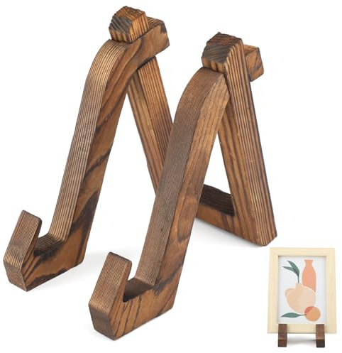 kclkda Plate Stand for Display, Plate Holder Tabletop Picture Stand to Display Photo, Decorative Plates Dish and Tabletop Art, Picture Frame Stands Wooden Plates Stands for Weddings Home Decoration